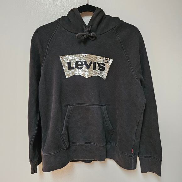 Womens LEVI's Sequin Logo Hoodie Pullover Size XS - Picture 1 of 9